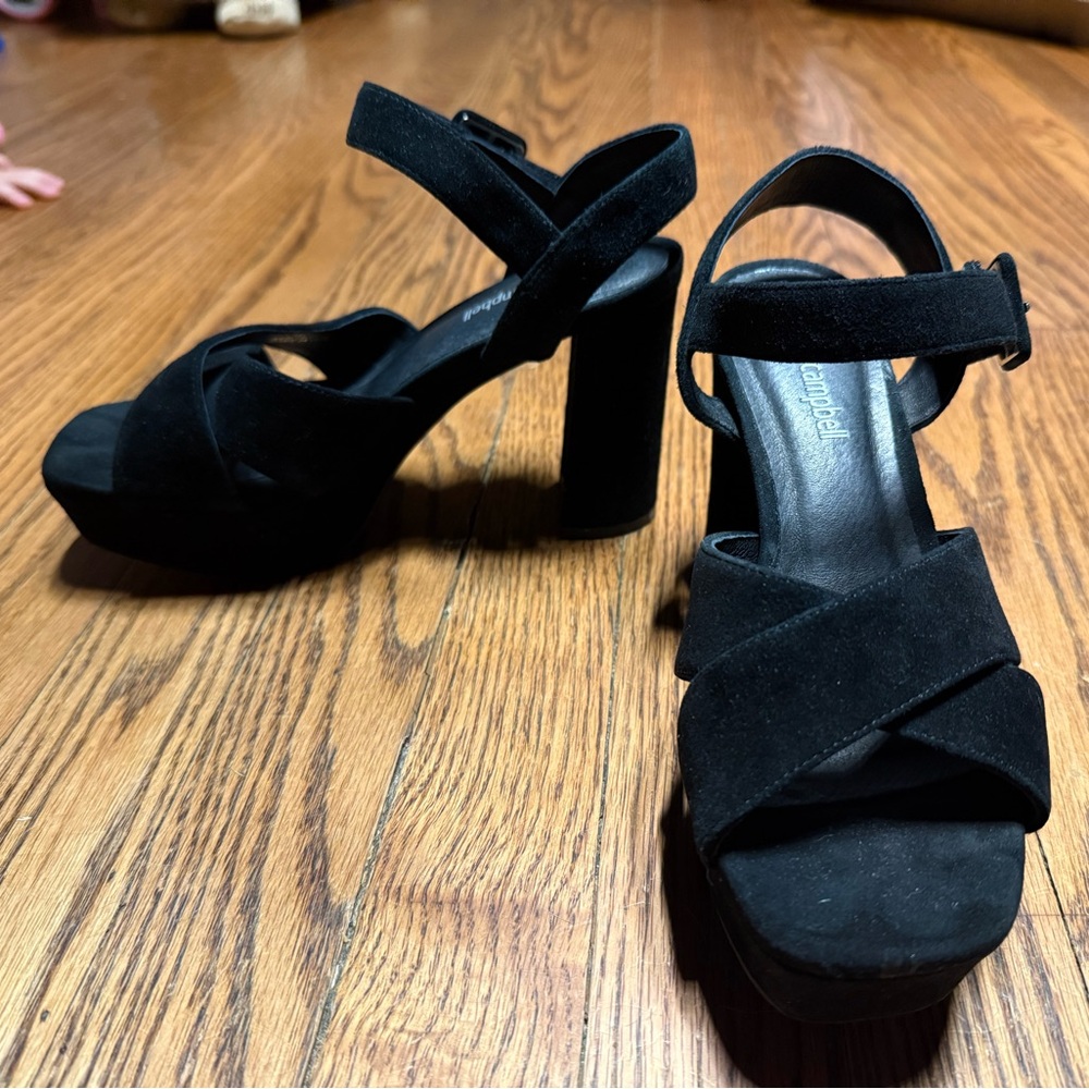 Jeffrey Campbell Black Suede “Amma” Platform Heels
